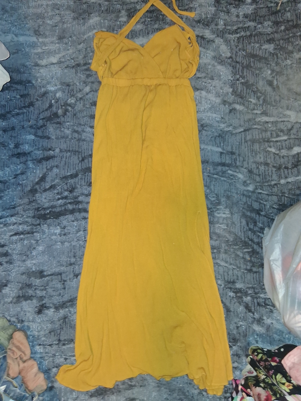 Forever 21 Mustard Yellow Halter Empire Waist Maxi Dress
